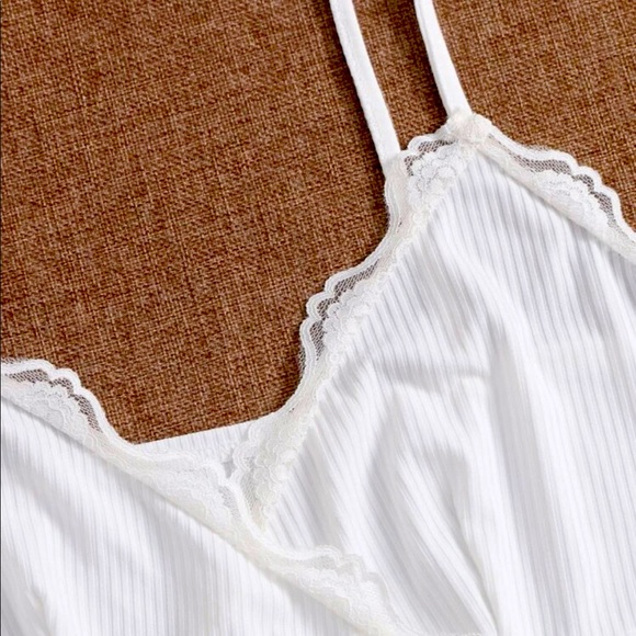 Plus Size White Lave Trim Cami Top - Picture 3 of 3